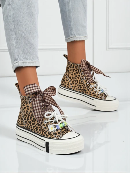 Ženske superge Leonora Leo rjave na platformi – italijanski stil, tkanina