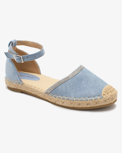 Royalfashion Dámske espadrilky so zirkónmi v modrej farbe Rieta