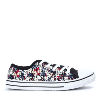 OUTLET Čierne tenisky s kvetmi Bloom Flowers - Obuv