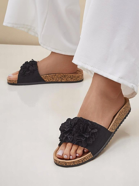 Royalfashion dámske šľapky s kvetinovými akcentmi Occes