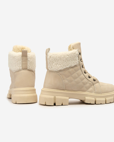 Royalfashion Béžové dámske zateplené traperské čižmy Hogenaf