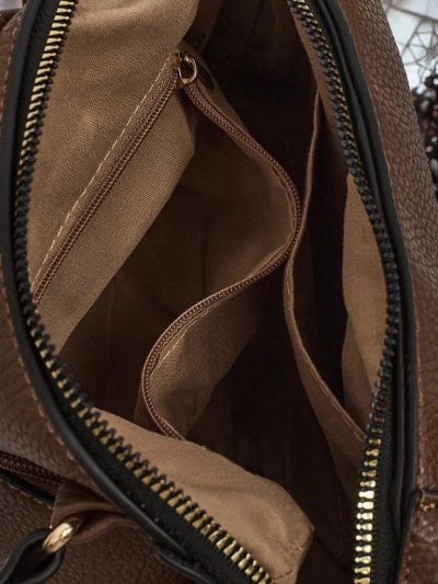 Ženska Torbica Flora Temno Rjava Usnjena Elegantna