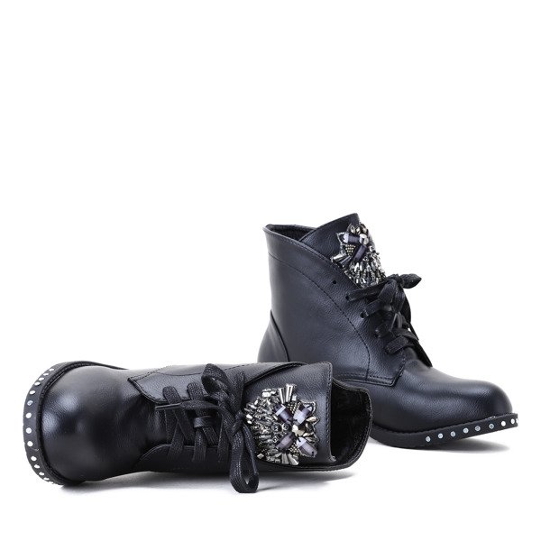 Czarne workery z ozdobą Haven- Obuwie