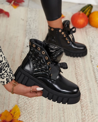 Royalfashion Prešívané dámske čierne čižmy Alefro