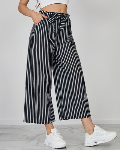 Royalfashion Dámske široké pruhované nohavice 7/8