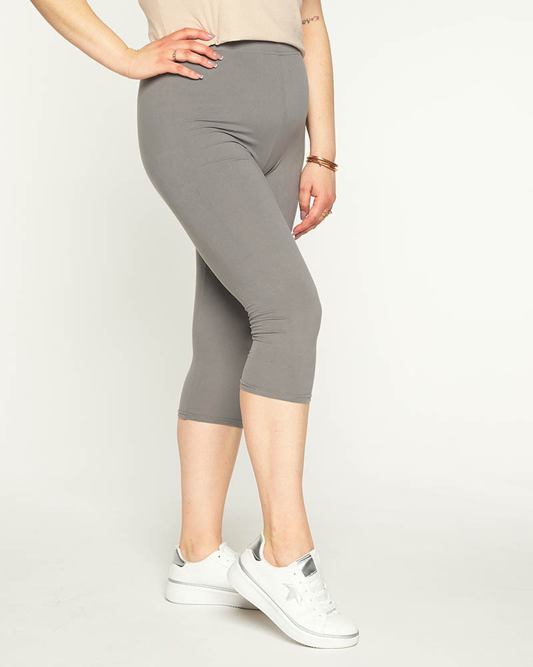 Sivé dámske legíny 3/4 PLUS VEĽKOSŤ - oblečenie