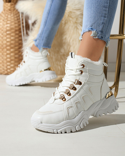 OUTLET Biele snehové čižmy z ekokože Vetorr- Obuv