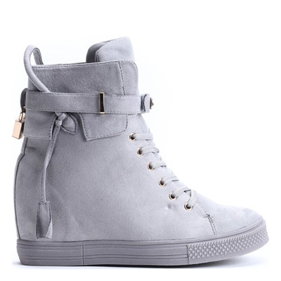 Szare sneakersy na koturnie - Obuwie