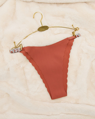 Royalfashion Tmavoružové dámske tangá so zirkónmi