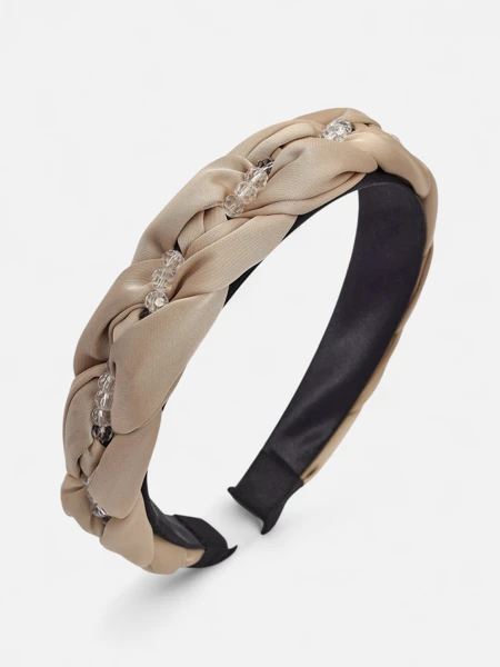 Royalfashion Naglavni trak za lase s pletenjem v kito in biseri