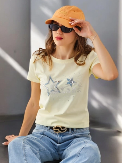 Royalfashion Dámske bavlnené tričko STARS