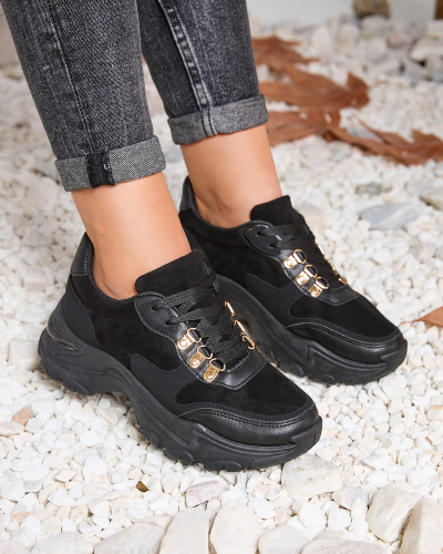 Royalfashion Čierna dámska športová obuv na pevnej podrážke Sole Power