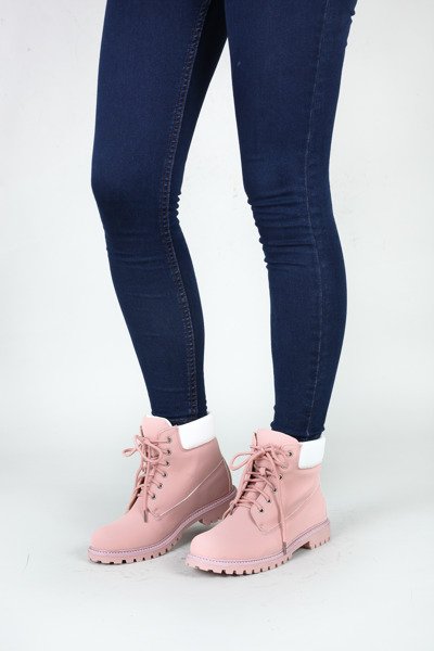 Różowe, ocieplane trapery Dolly- Obuwie