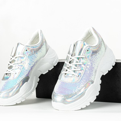 Stříbrná sportovní obuv s flitry Bling - obuv 1