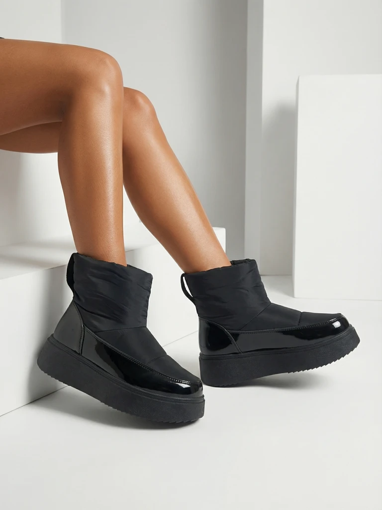 Royalfashion Black Maderta slip-on dámske snehové topánky