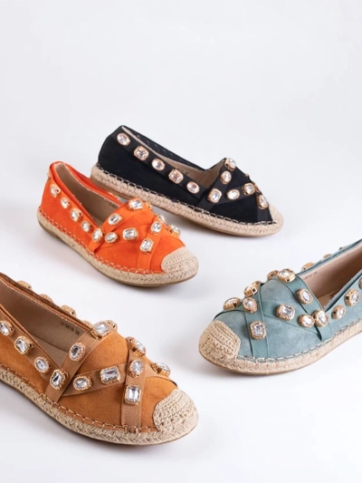 Oranžové dámske espadrilky s kryštálmi Wamba - Obuv