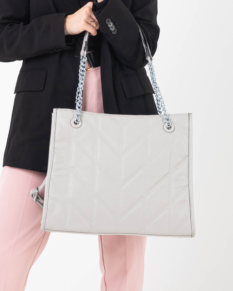 Šedá elegantná dámska kabelka s rúčkami na retiazke - Doplnky