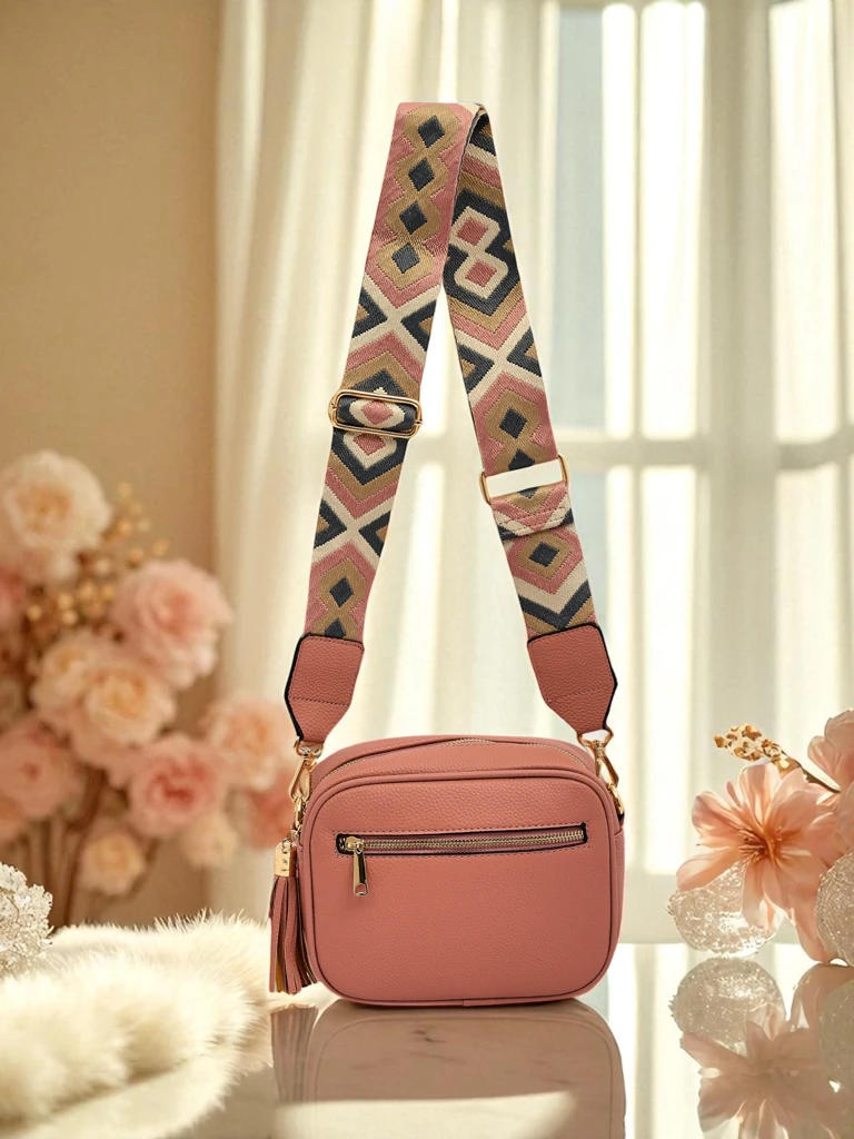 Royalfashion Mala ženska torbica iz eko usnja s pisanim pasom Kovi Lace