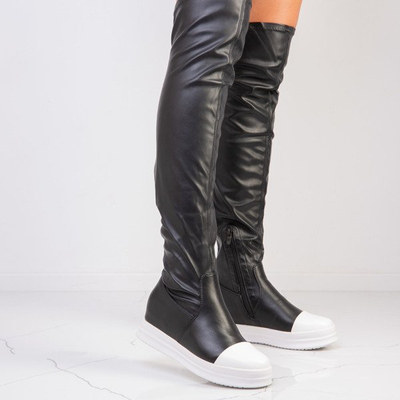 Čierne a biele topánky na platforme disco - Obuv