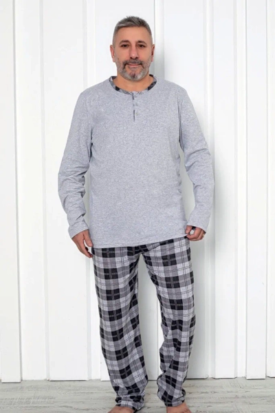 Royalfashion Pánske kárované bavlnené pyžamá PLUS SIZE