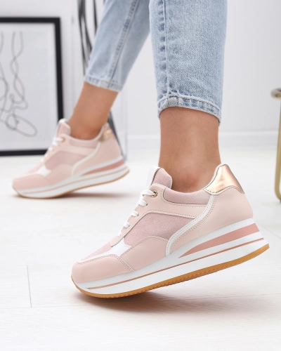 OUTLET Ružové dámske športové tenisky s platformovým podpätkom Aqosda- Obuv