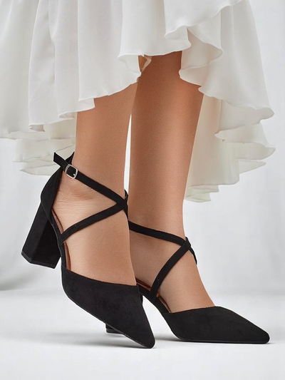 Royalfashion Dámske eko-semišové lodičky s remienkami Kanastru