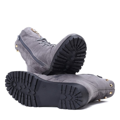 Szare workery z ćwiekami Joan- Obuwie