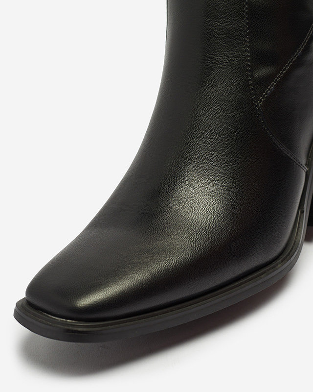 OUTLET Čierne dámske čižmy na opätku Fibbi - Obuv