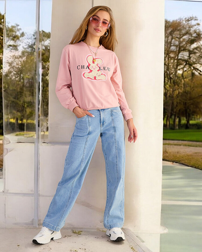 Royalfashion Dámska bavlnená tenká mikina s potlačou