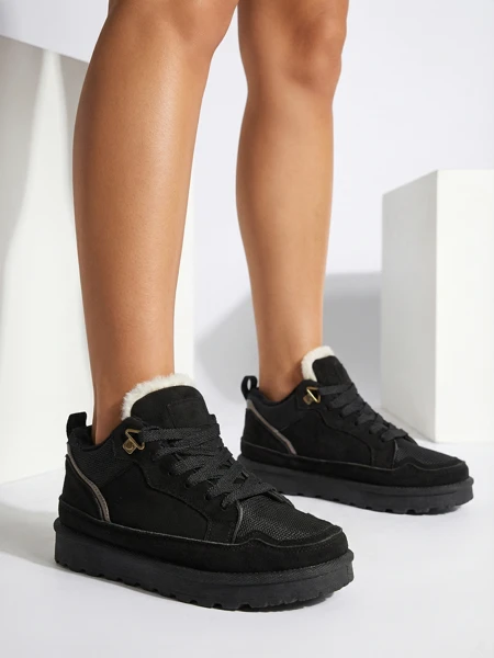 Ženski športni copati Diana Črni Semiš Udobni za Zimo