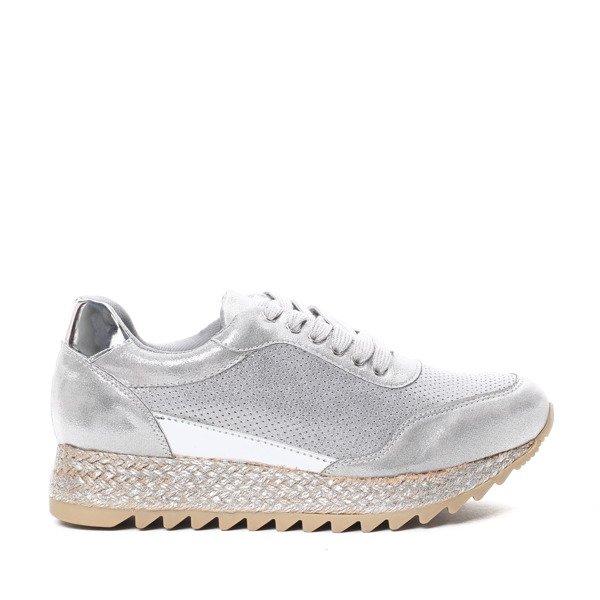 Srebrne, sportowe buty Wendy- Obuwie
