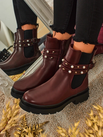 Visoki ženski gležnarji iz eko usnja Pearl Mist