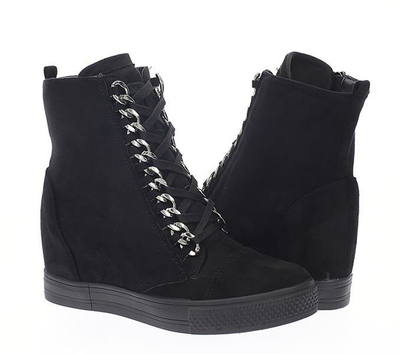 Czarne sneakersy na krytym koturnie Savanetha - Obuwie