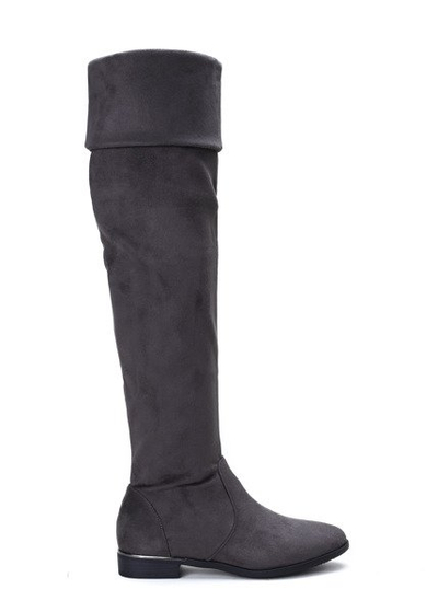 Szare kozaki z wywijaną cholewką Jasmine - Obuwie