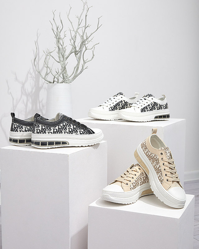 Sneakers Livia v Črno-Beli Barvi s Platformo