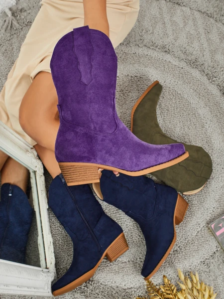 Ženski kavbojski škornji iz eko semiša SpireHush