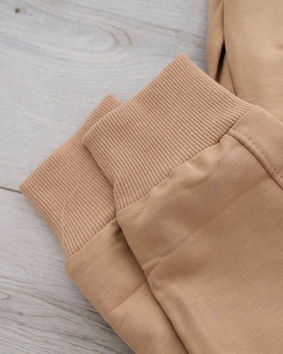 Dámske béžové tepláky s kubickými zirkónmi - Oblečenie