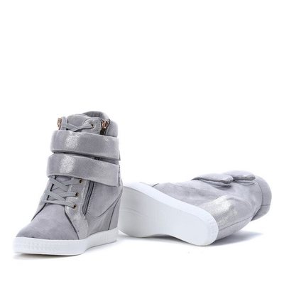 Szare sneakersy na koturnie Mea- Obuwie