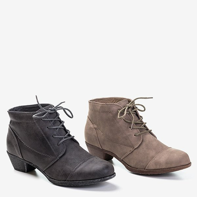 Dámské krajkové kotníkové boty s nízkým podpatkem Liboa - Obuv
