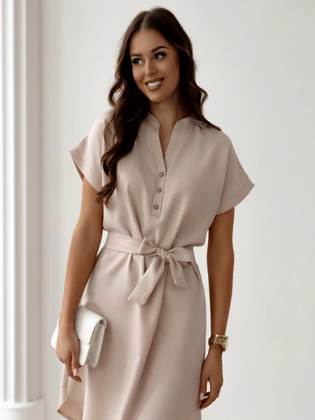 Royalfashion Dámske minišaty s krátkymi rukávmi a so zapínaním na gombíky na výstrihu