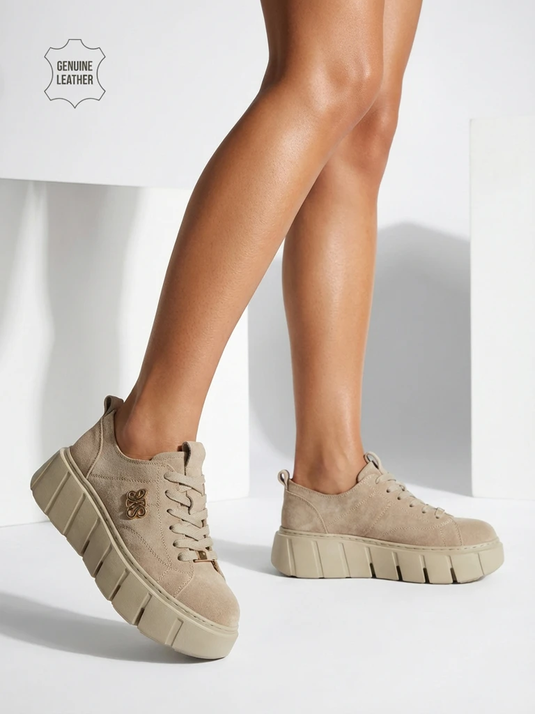 Športni ženski športni copati iz naravnega usnja Renos