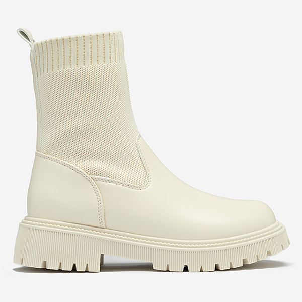 OUTLET Krémové dámske čižmy s elastickým zvrškom Wanddy- Footwear