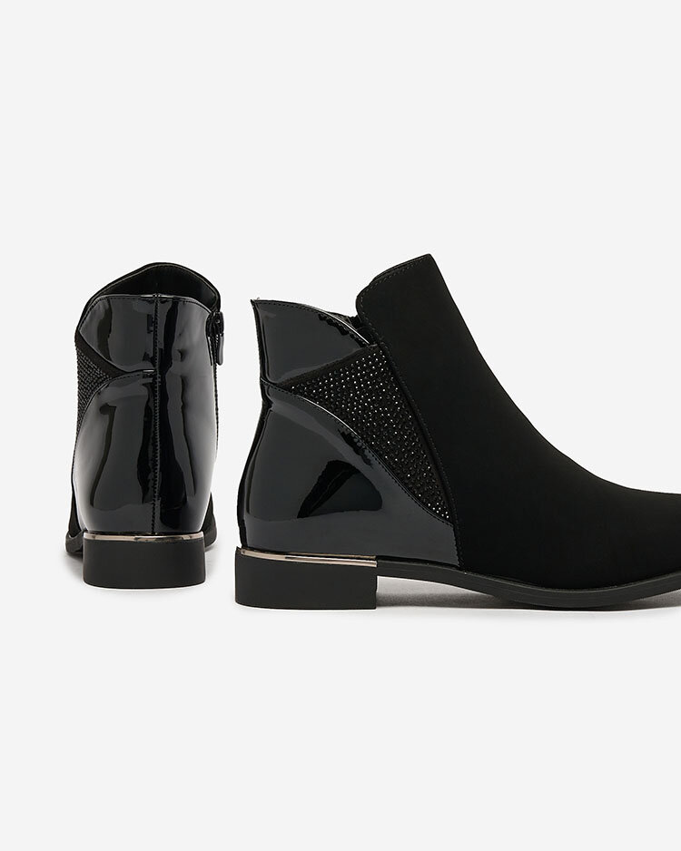 Royalfashion Čierne dámske čižmy so zirkónmi Overlissa