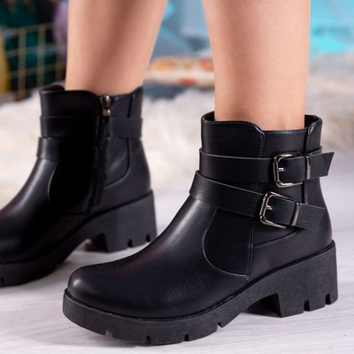 Čierne ploché členkové topánky Deb - Obuv