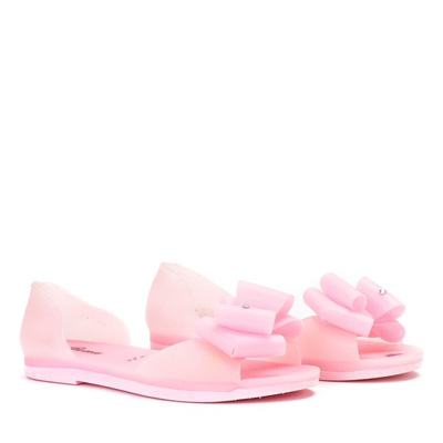 Różowe meliskie z kokardą Papavera - Obuwie