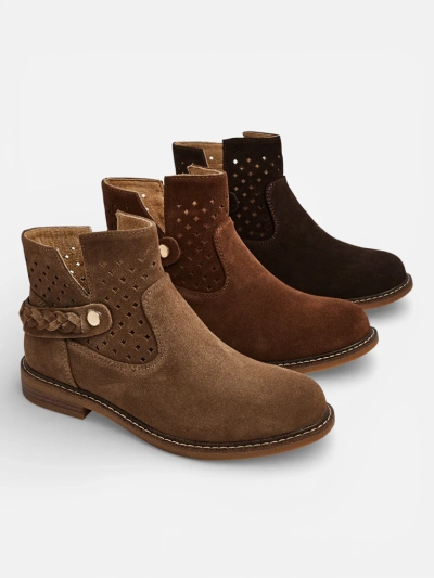 Ažurowe botki damskie ze skóry naturalnej Unimi