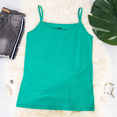 Zelené dámske tričko s tenkými ramienkami - Oblečenie