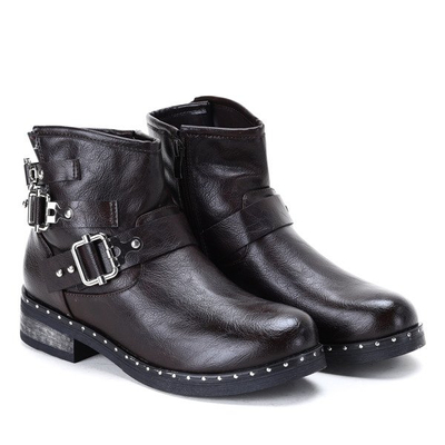 Brązowe botki ze sprzączkami Tricia- Obuwie