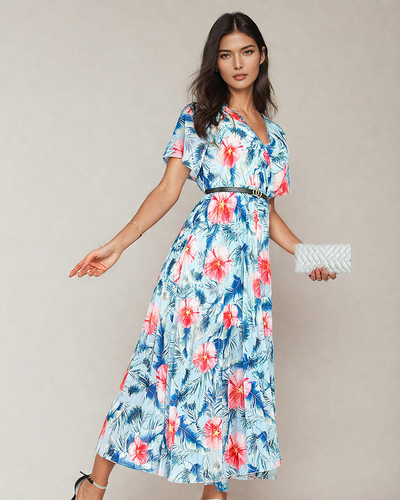 Royalfashion Dámske plisované kvetinové midi šaty