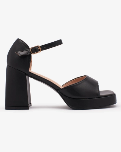 OUTLET Royalfashion Čierne dámske sandále na podpätku Spogge